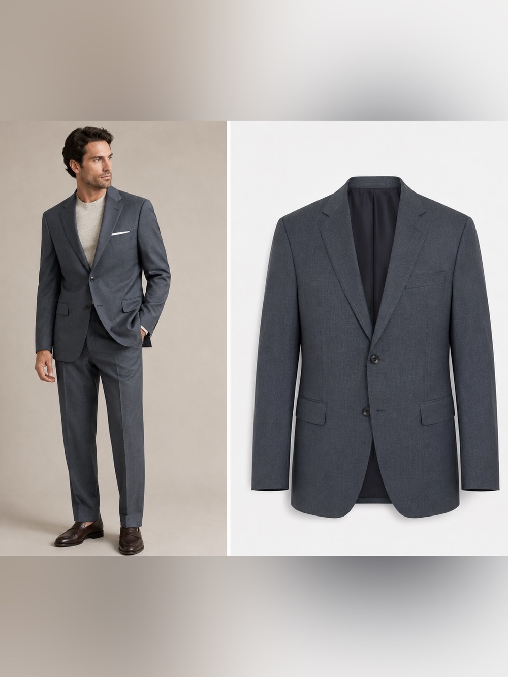 Ermenegildo Zegna 100% Wool Blazer Charcoal Gray Spain Sz 52/42L‎ Made In Spain